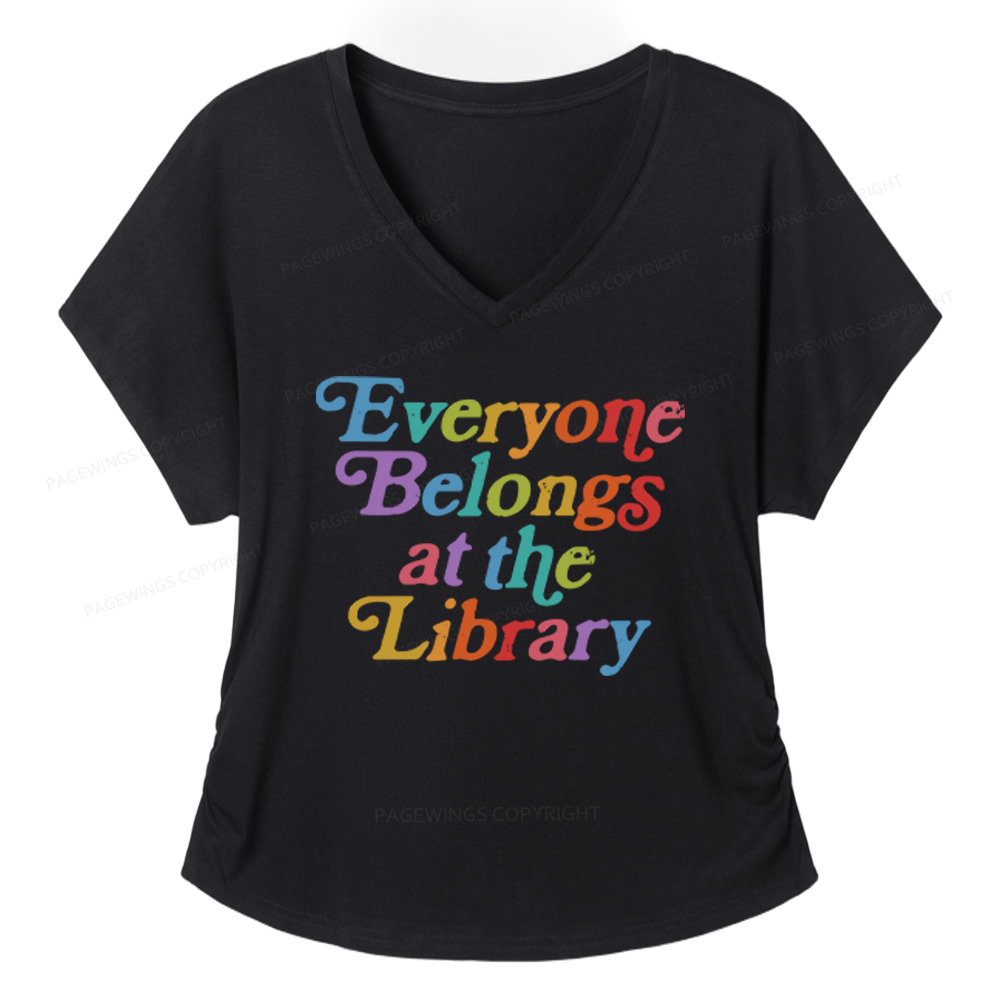 Pagewings Everyone Belongs At The Library Soft Women's Modal V-neck T-shirt