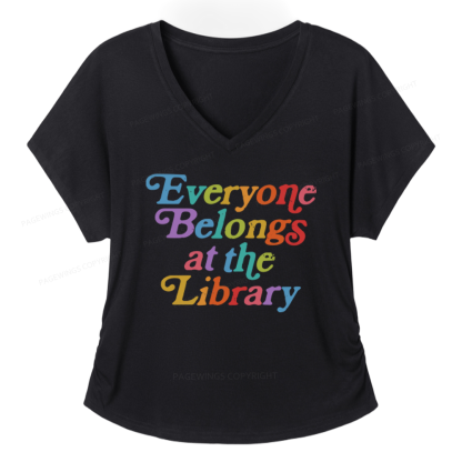 Pagewings Everyone Belongs At The Library Soft Women's Modal V-neck T-shirt