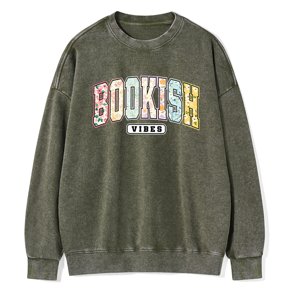 Pagewings Bookish Vibes Unisex Washed Sweatshirt