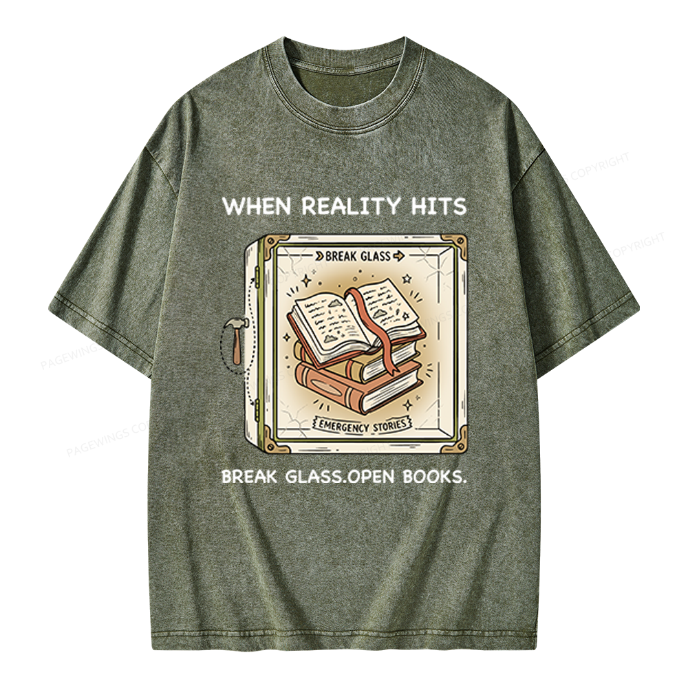 Pagewings Open Books Unisex Washed T-shirt