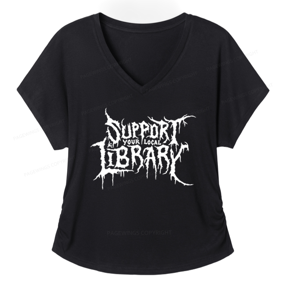 Pagewings Support Your Local Library Soft Women's Modal V-neck T-shirt
