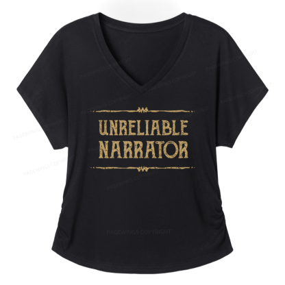 Pagewings Unreliable Narrator Soft Women's Modal V-neck T-shirt