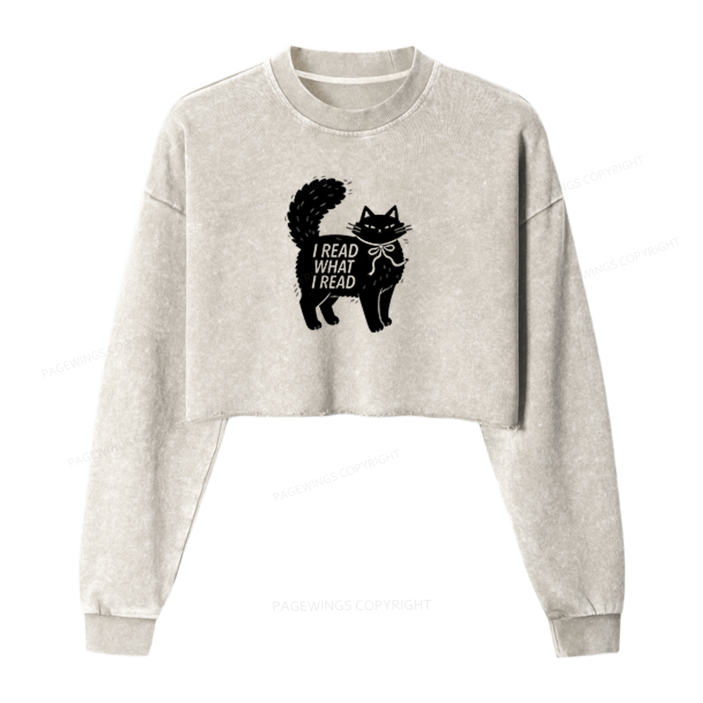 Pagewings I Read What I Read Washed Crop Sweatshirt