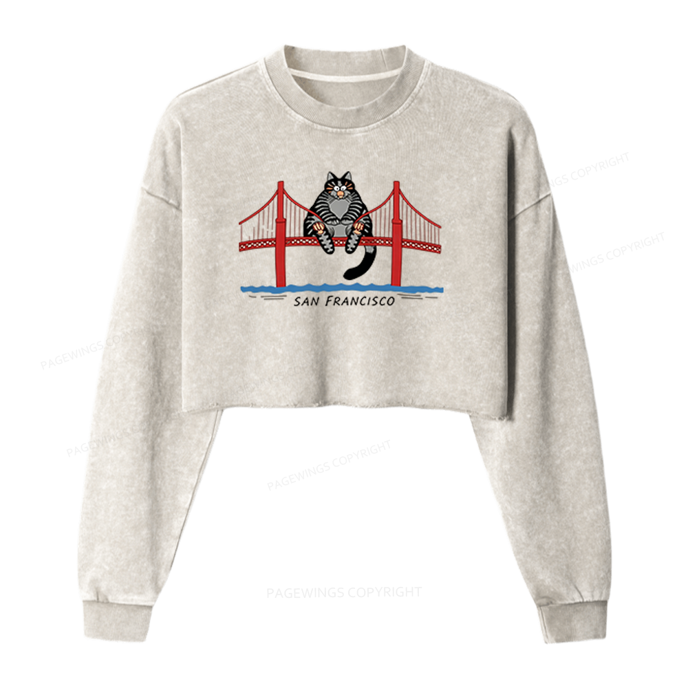 Pagewings Sci-Fi Book Lover Washed Crop Sweatshirt