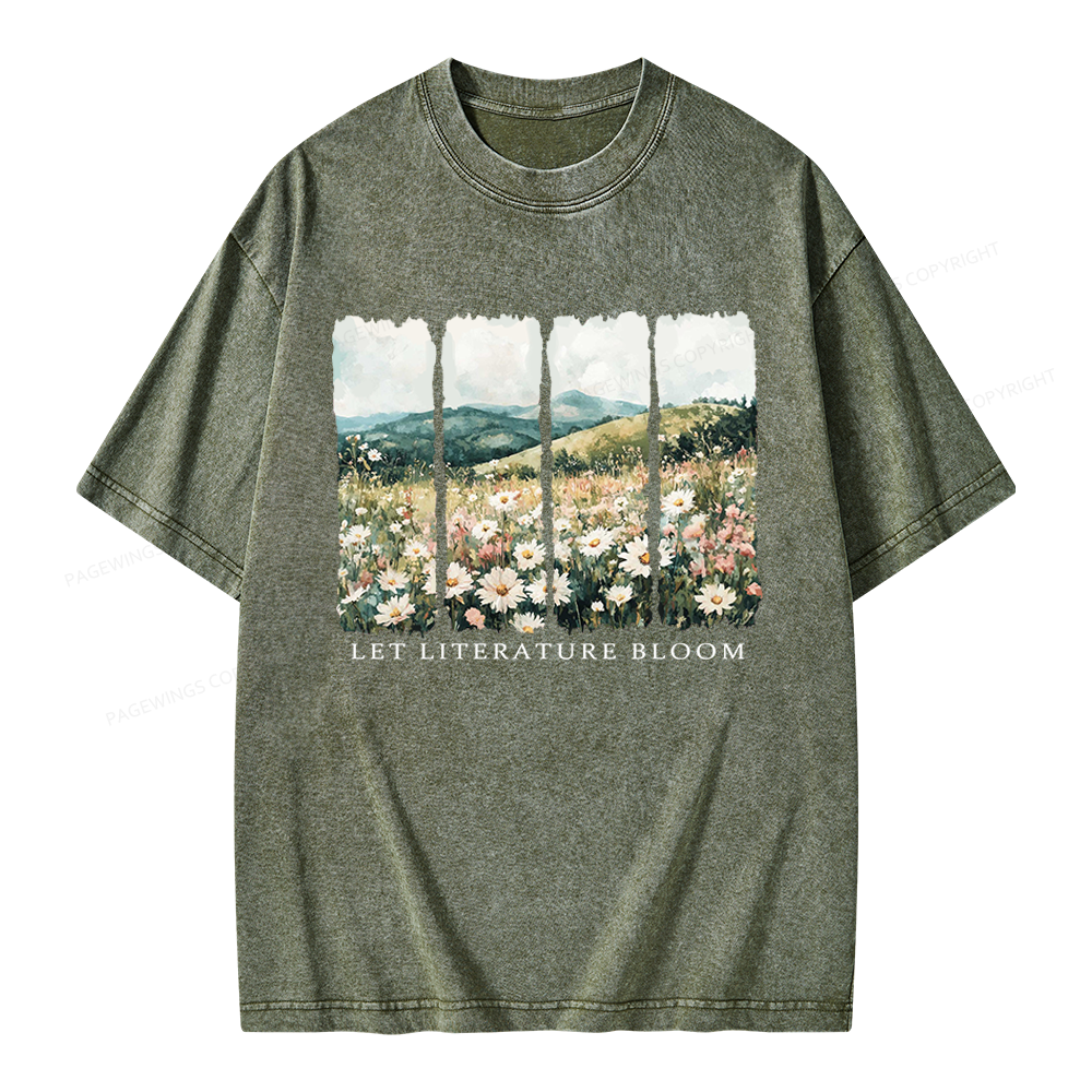 Pagewings Let Literature Bloom Unisex Washed T-shirt