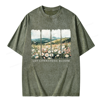 Pagewings Let Literature Bloom Unisex Washed T-shirt