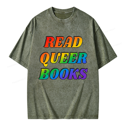 Pagewings Queer Books Unisex Washed T-shirt