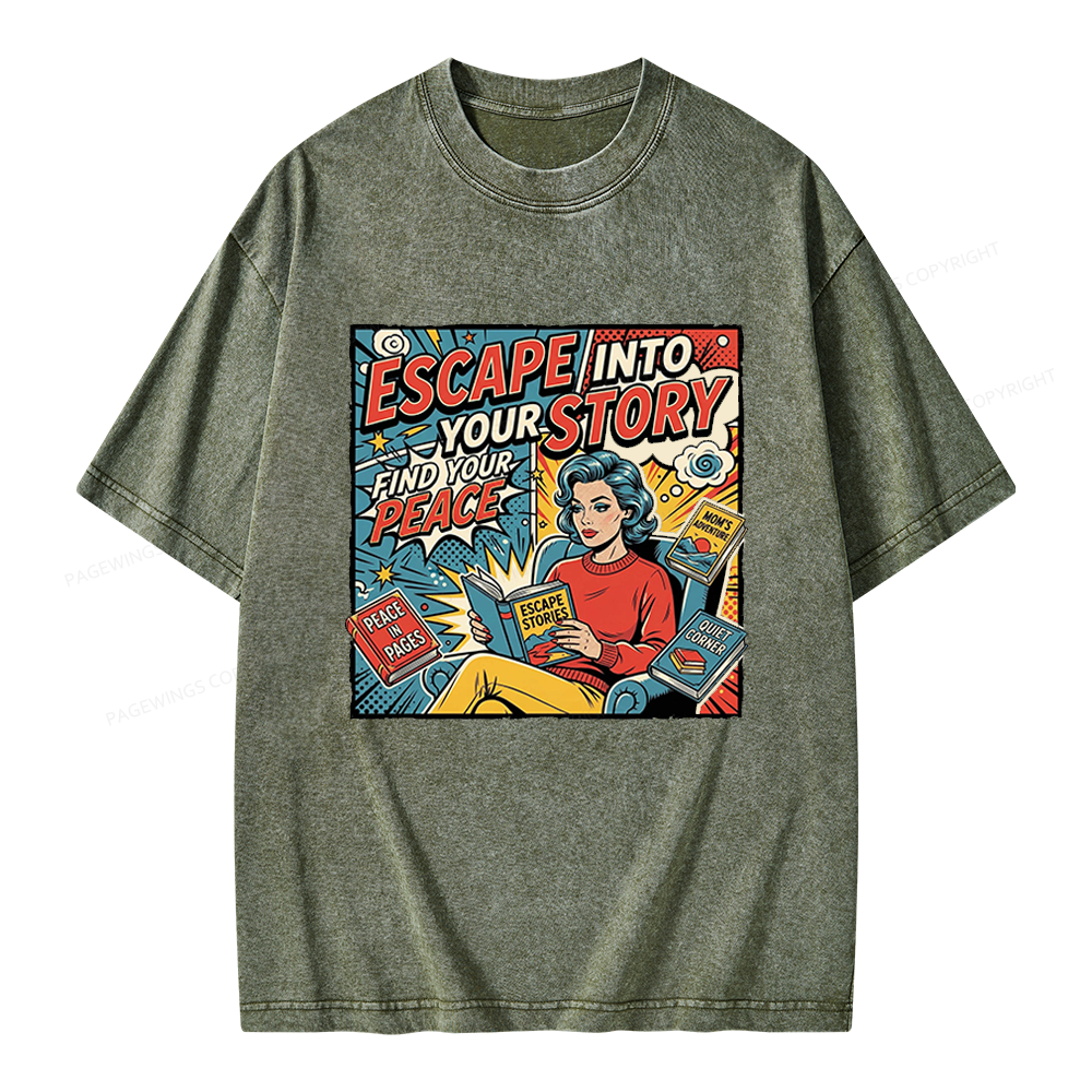 Pagewings Escape Into Your Story Unisex Washed T-shirt