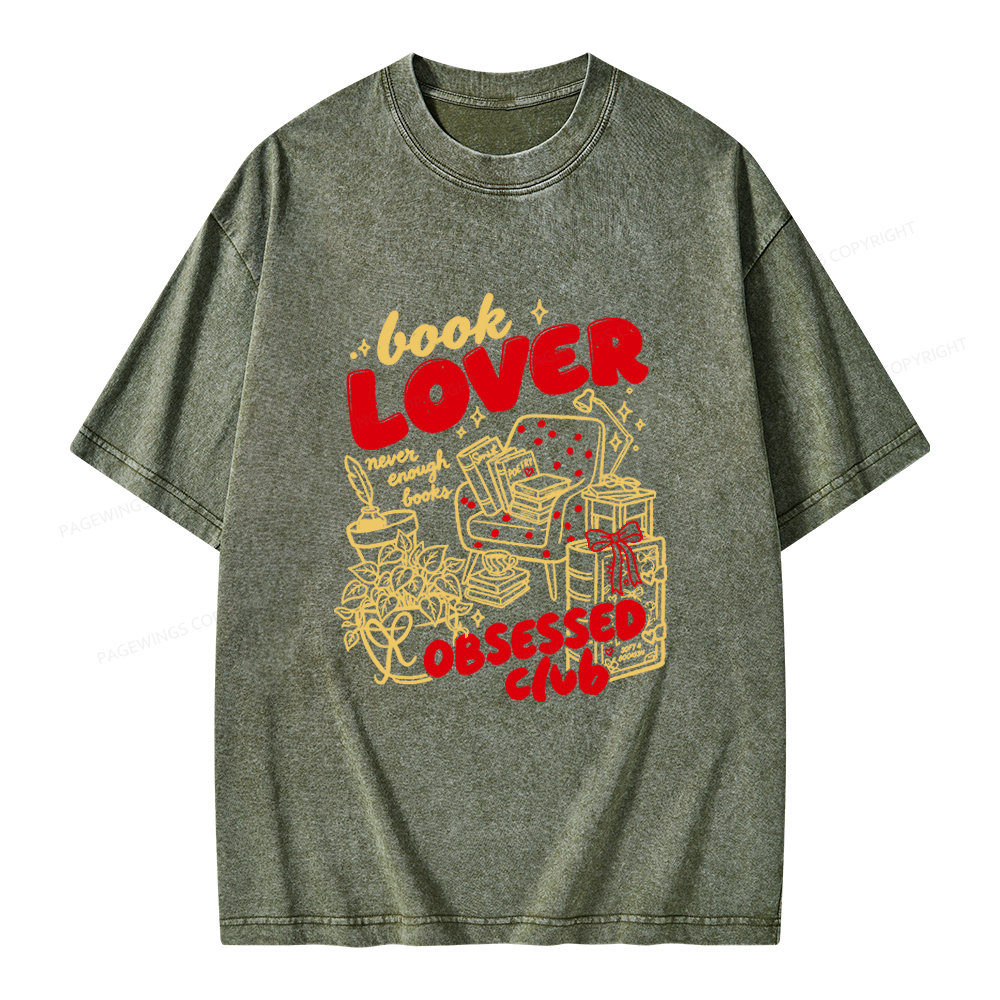 Pagewings Book Lover Obsessed Club Unisex Washed T-shirt