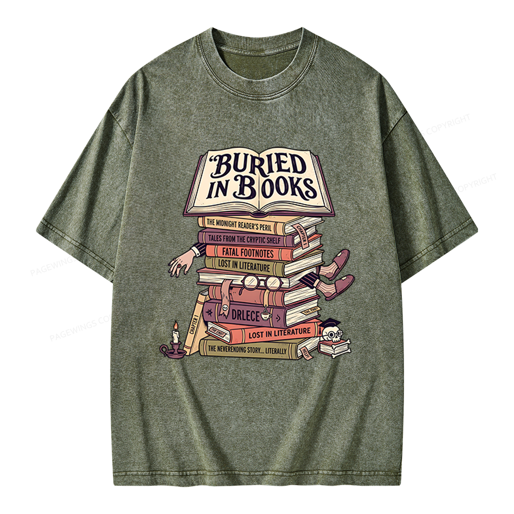 Pagewings Buried In Books Unisex Washed T-shirt
