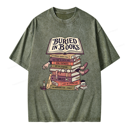 Pagewings Buried In Books Unisex Washed T-shirt