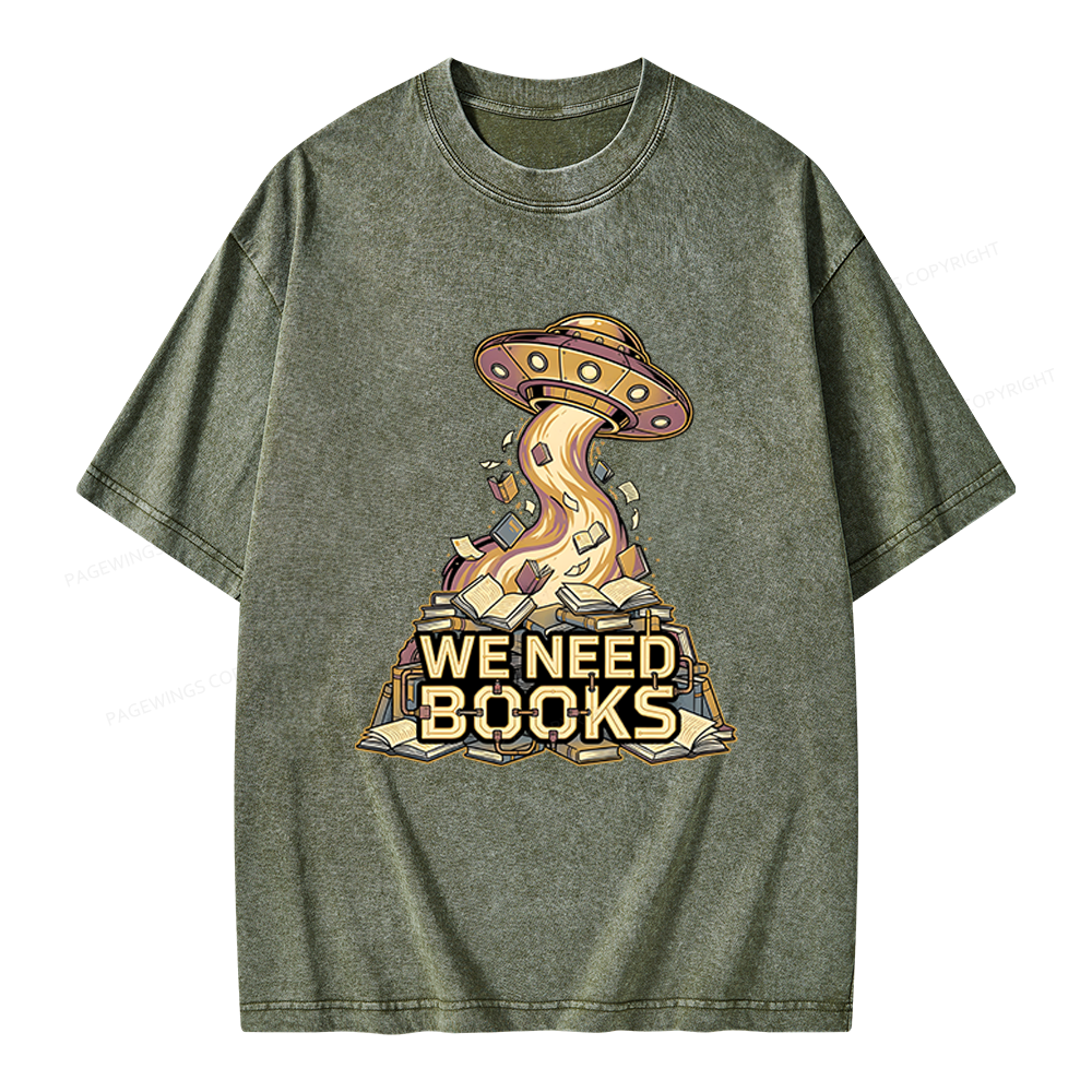 Pagewings We Need Books Unisex Washed T-shirt