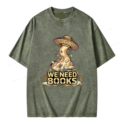 Pagewings We Need Books Unisex Washed T-shirt
