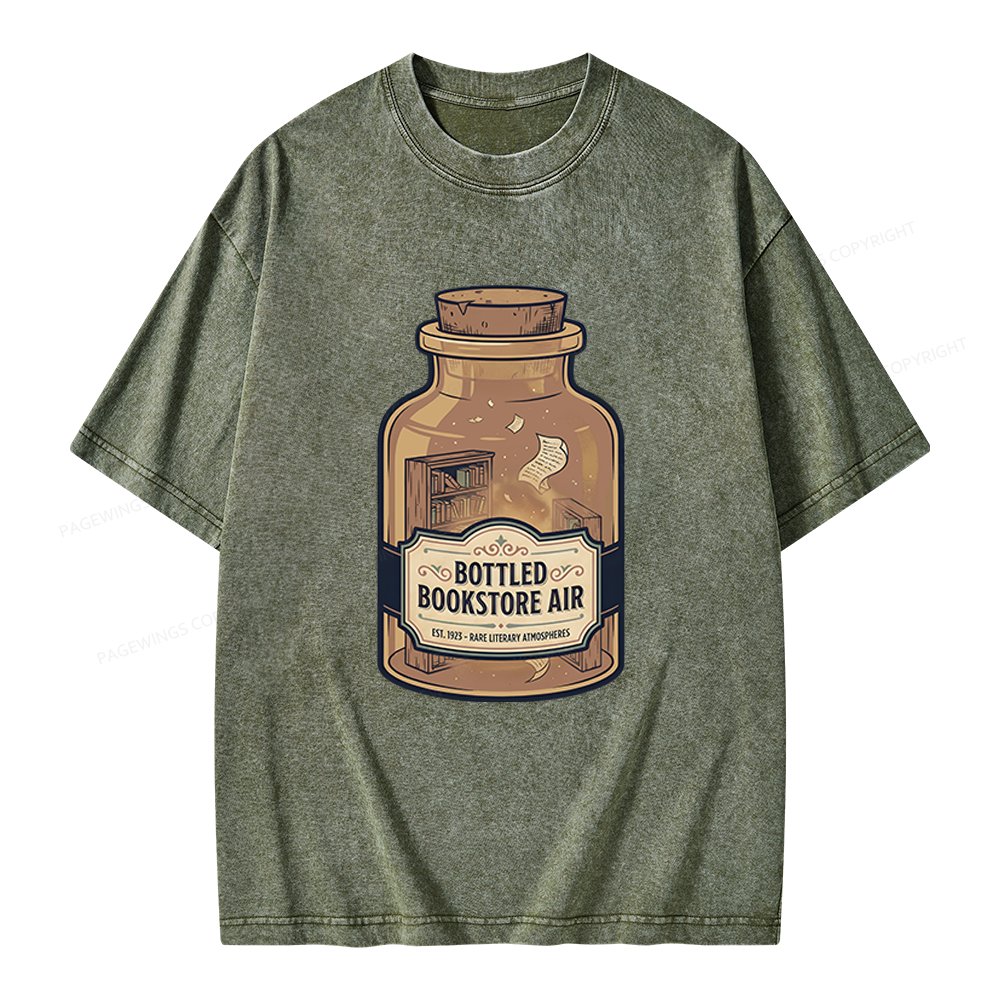 Pagewings Bottled Bookstore Air Unisex Washed T-shirt