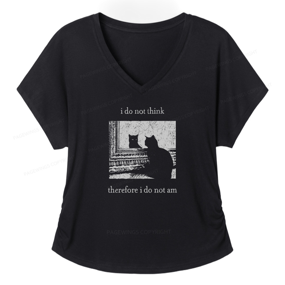 Pagewings I Do Not Think Therefore I Do Not Am Soft Women's Modal V-neck T-shirt  