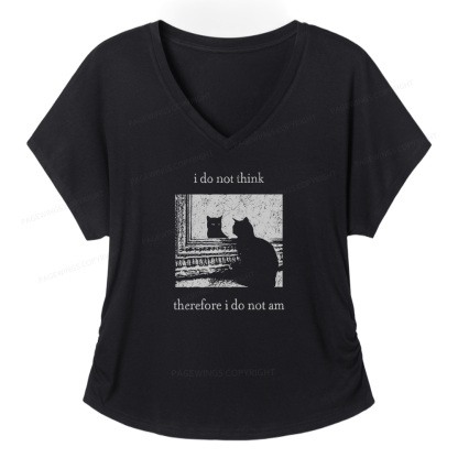Pagewings I Do Not Think Therefore I Do Not Am Soft Women's Modal V-neck T-shirt  