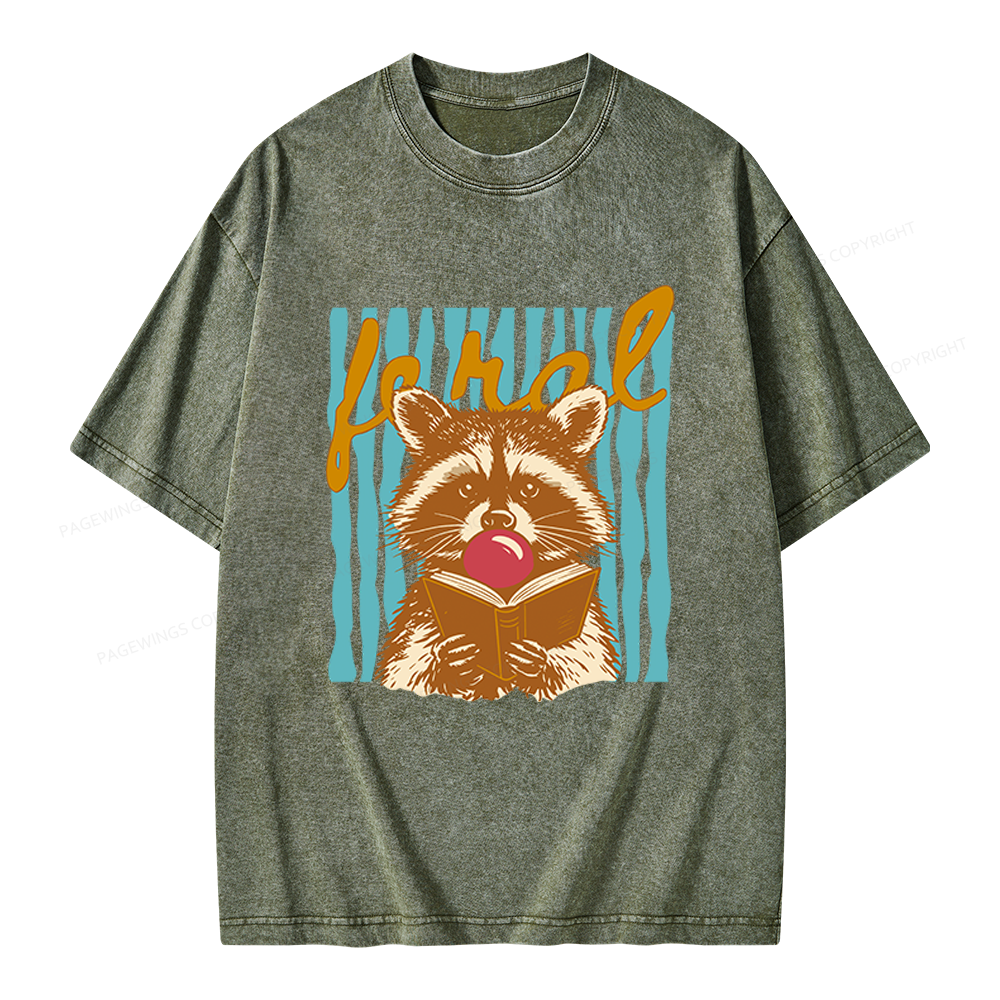 Pagewings Feral Girl Summer Unisex Washed T-shirt