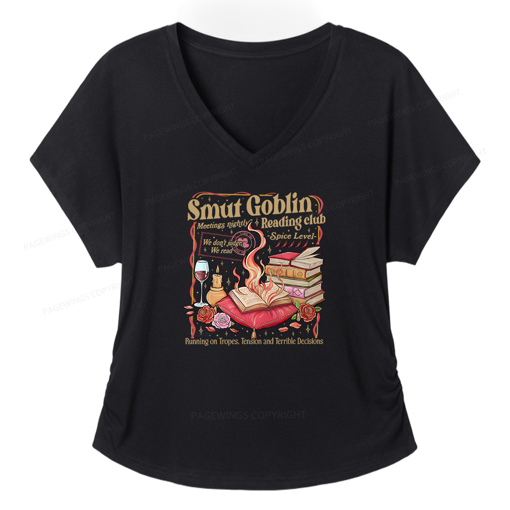 Pagewings Smut Goblin Dark Romance Soft Women's Modal V-neck T-shirt  