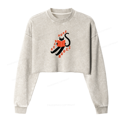 Pagewings Read More Books Washed Crop Sweatshirt