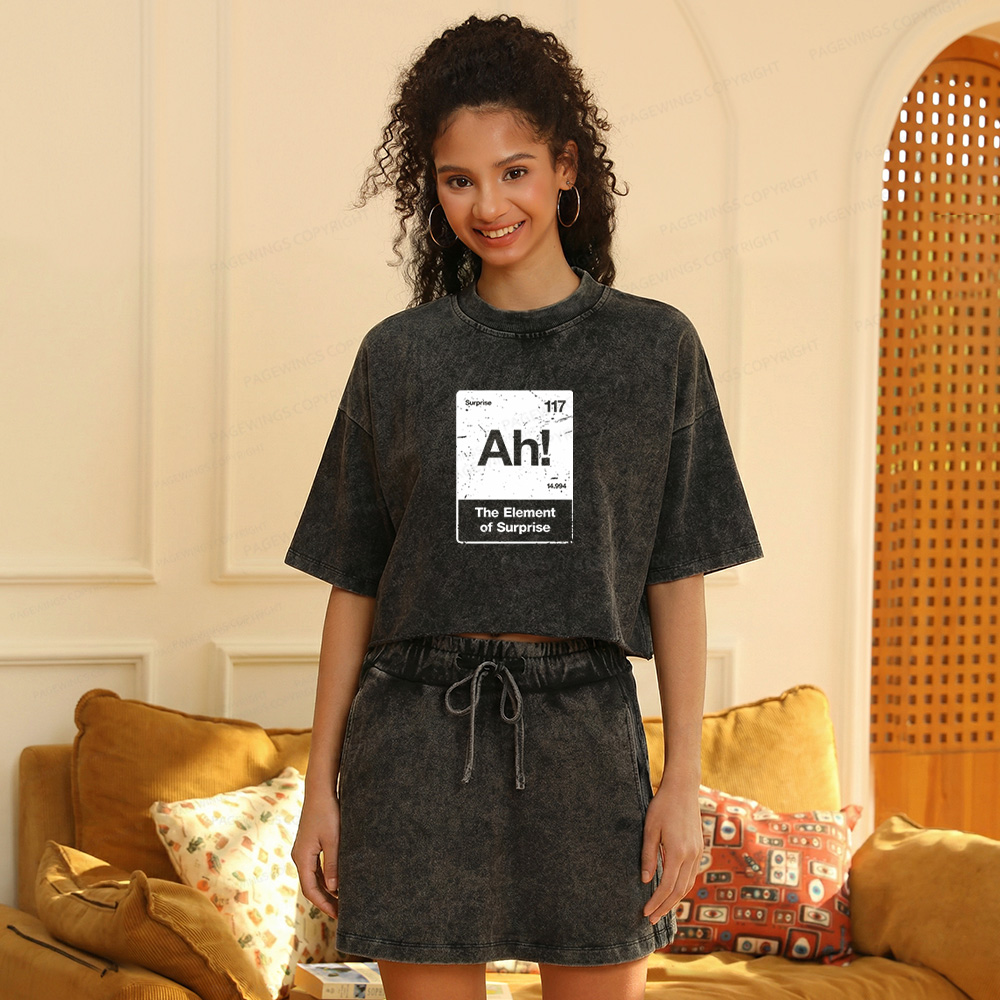 Pagewings The Element Of Surprise Women's Washed Cropped T-shirt
