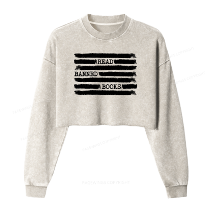 Pagewings Read Banned Books Washed Crop Sweatshirt