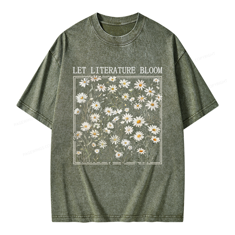 Pagewings Let Literature Bloom Unisex Washed T-shirt