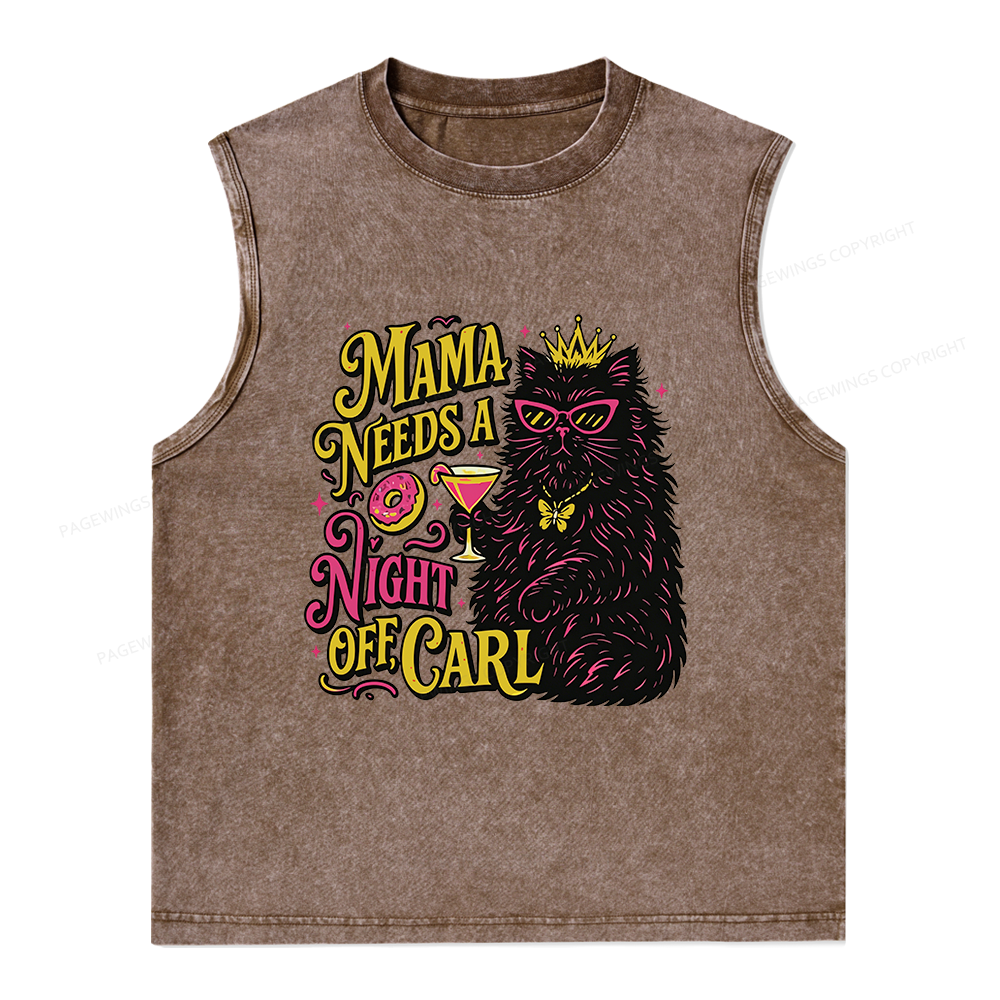 Pagewings Mama Needs A Night Off Unisex Washed Tank Top