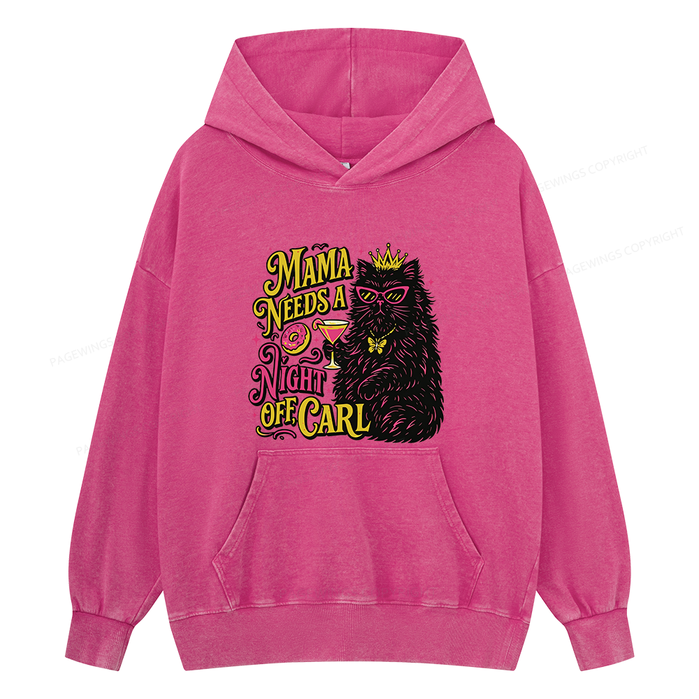Pagewings Mama Needs A Night Off Unisex Washed Hoodie