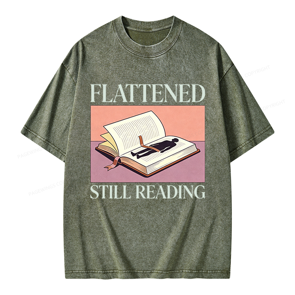 Pagewings Flattened Still Reading Unisex Washed T-shirt
