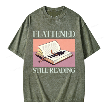 Pagewings Flattened Still Reading Unisex Washed T-shirt