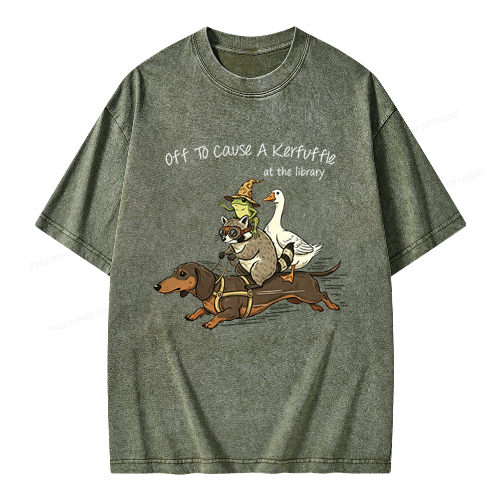 Pagewings Off To Cause A Kerfuffle At The Library Unisex Washed T-shirt