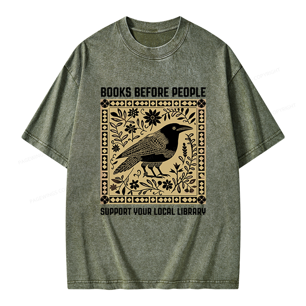 Pagewings Support Your Local Library Unisex Washed T-shirt