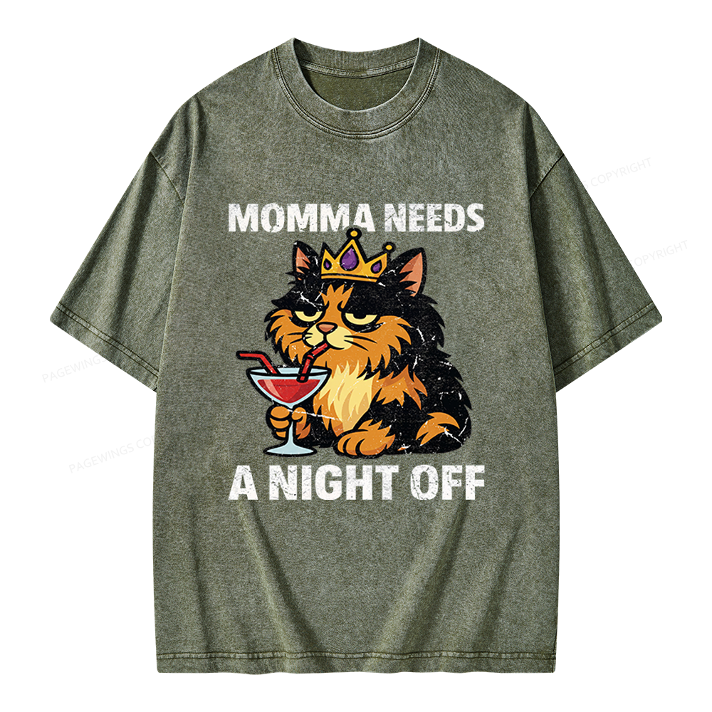 Pagewings Momma Needs A Night Off Unisex Washed T-shirt