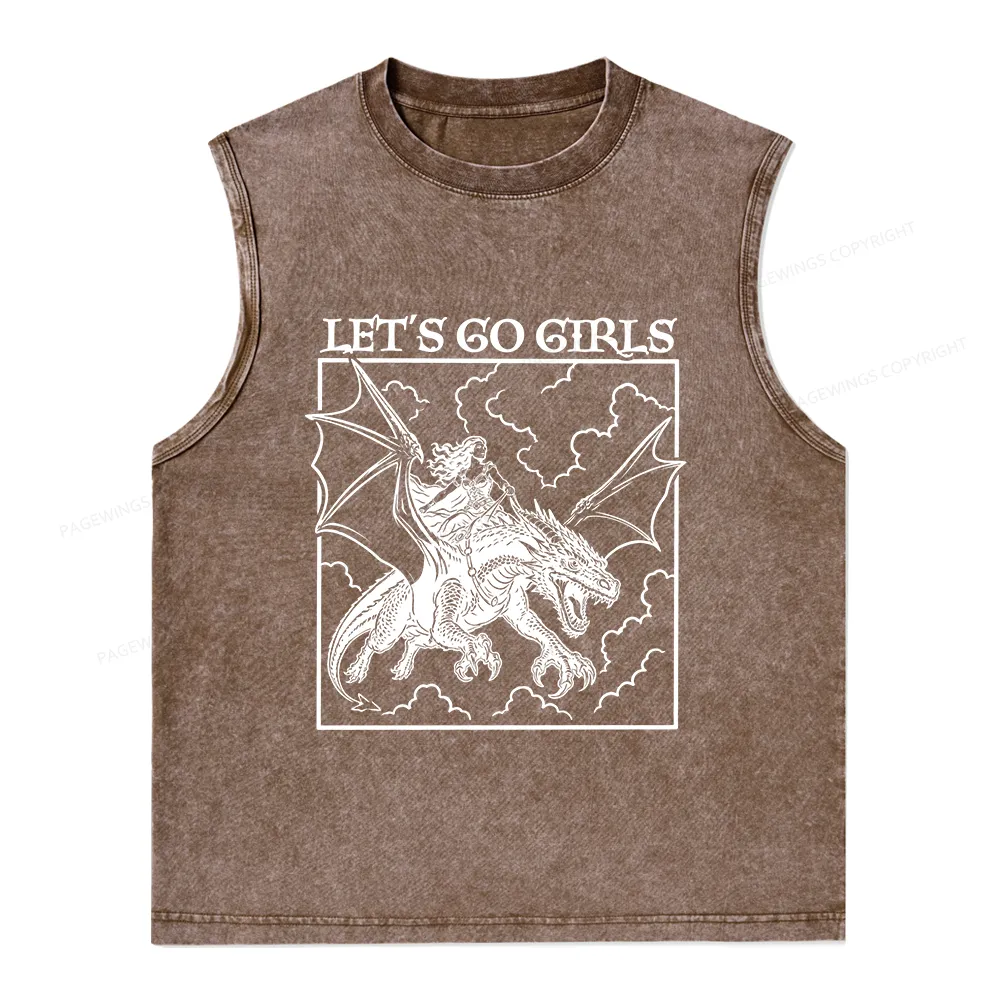 Pagewing Let's Go Girls Bookish Unisex Washed Tank Top