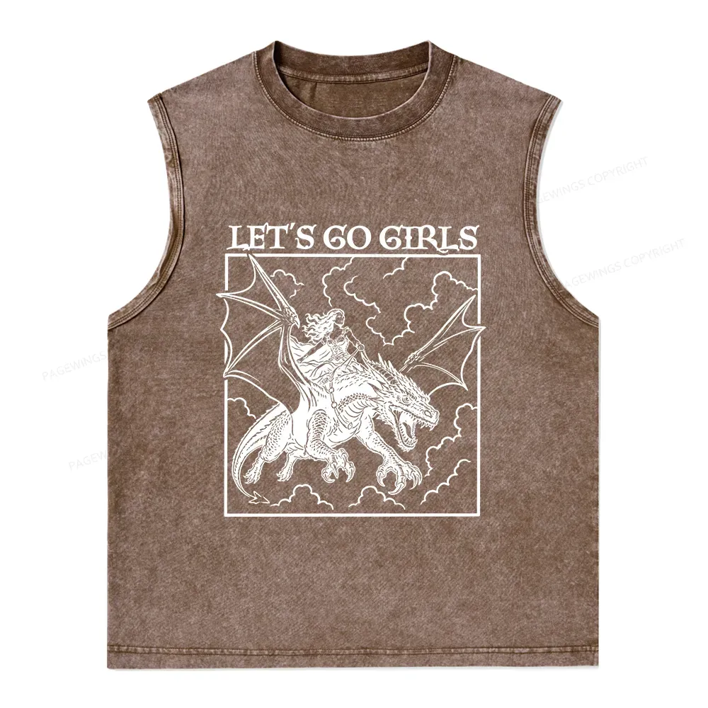Pagewing Let's Go Girls Bookish Unisex Washed Tank Top