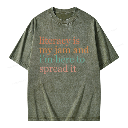 Pagewings Literacy Is My Jam Unisex Washed T-shirt
