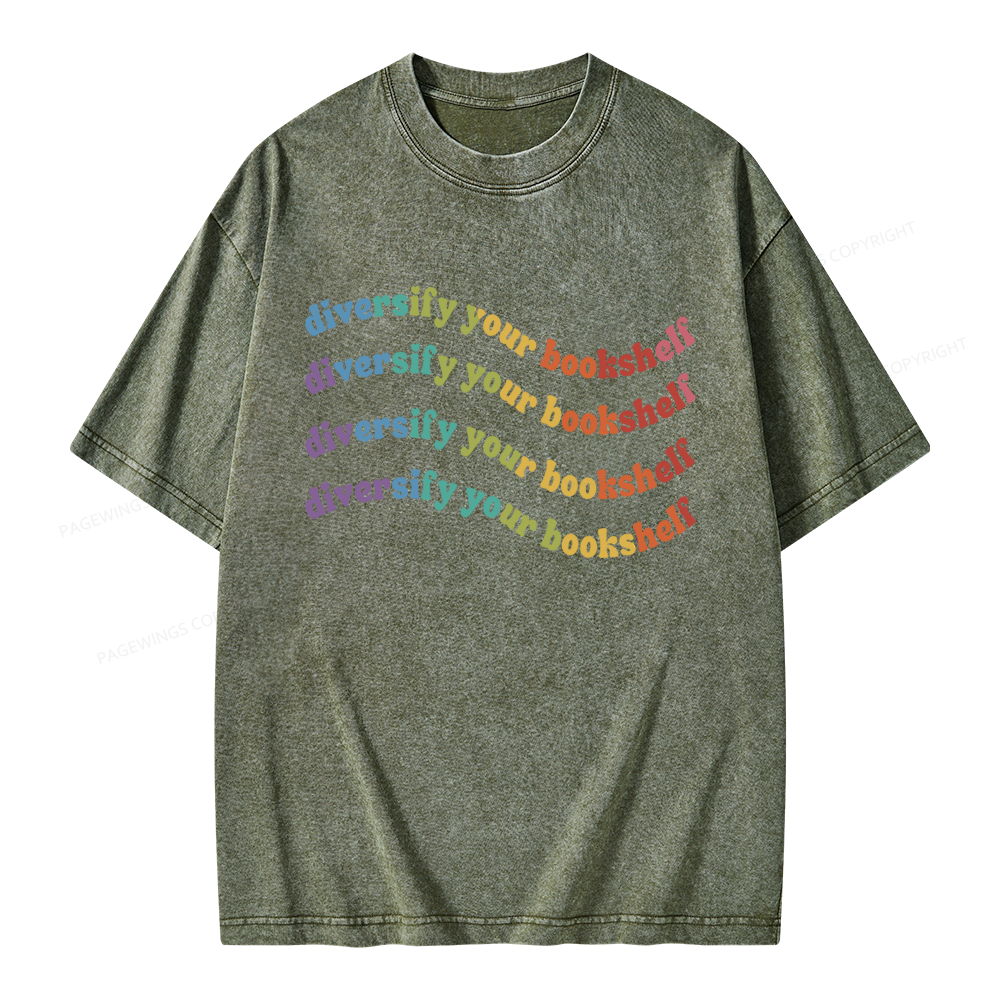 Pagewings Diversify Your Bookshelf Unisex Washed T-shirt