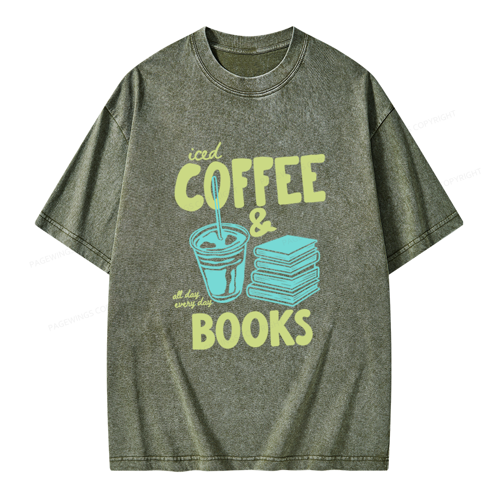 Pagewings Coffee And Books Unisex Washed T-shirt