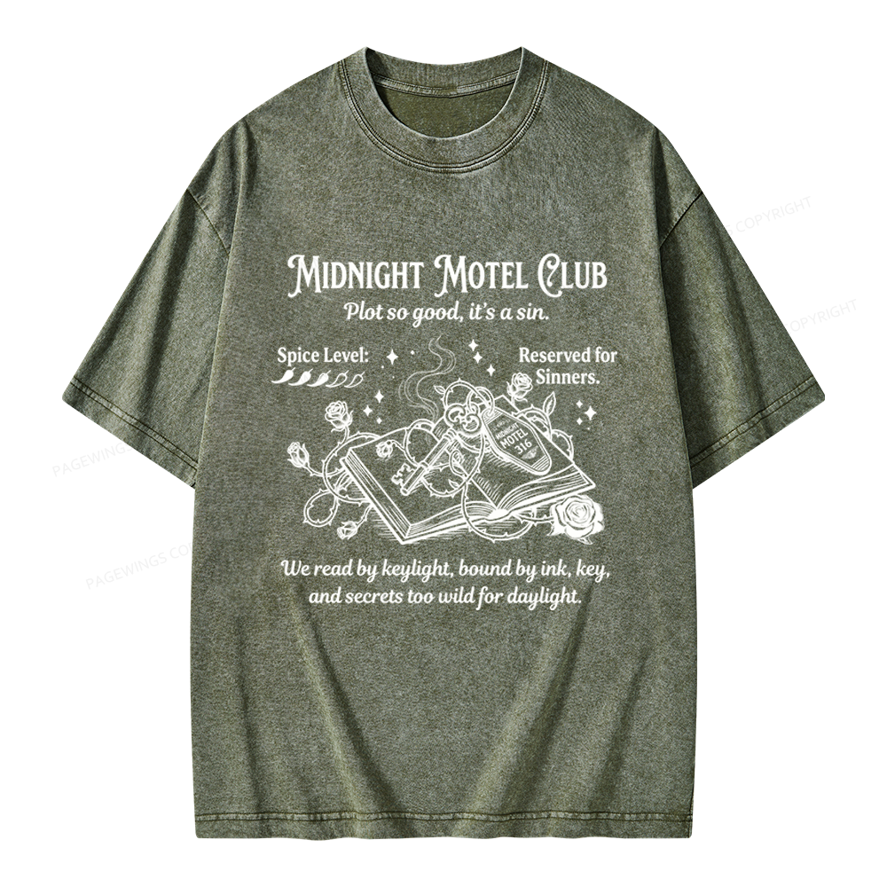 Pagewings Midnight Motel Club Unisex Washed T-shirt