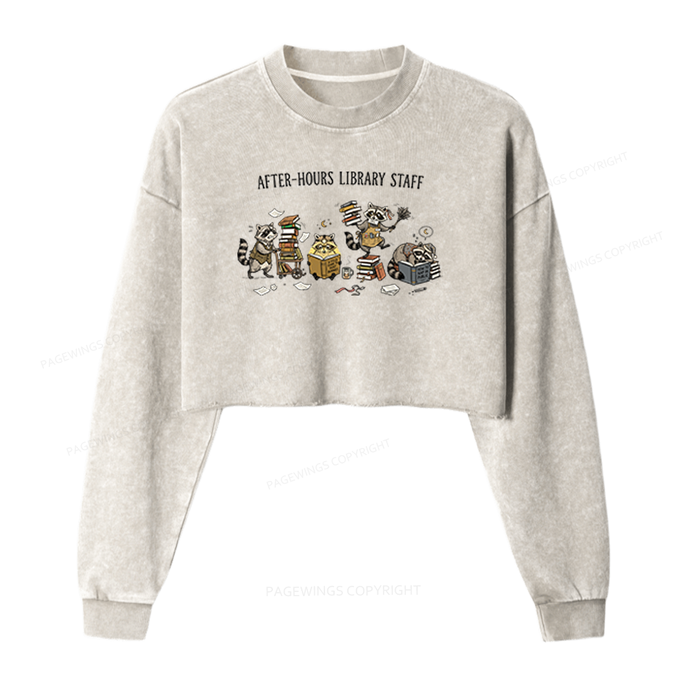 Pagewings After-Hours Library Staff Washed Crop Sweatshirt
