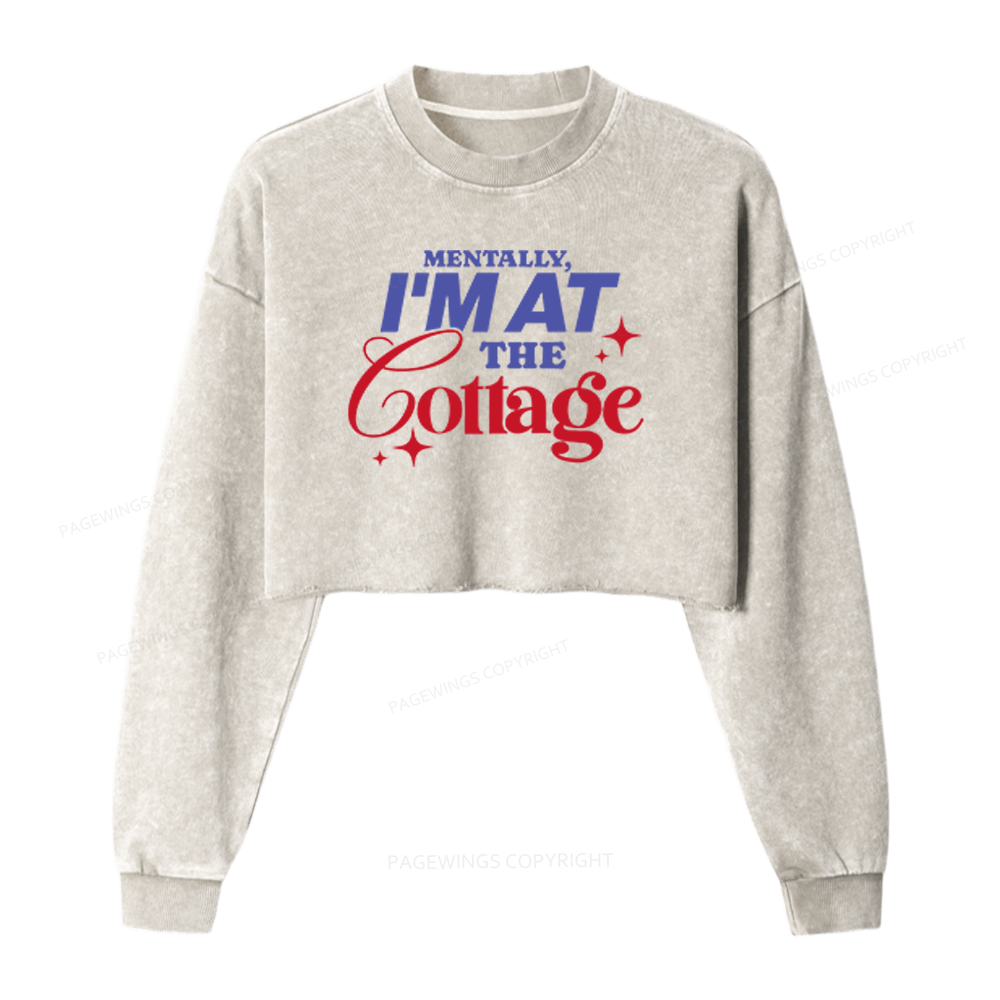 Pagewings I'm At The Cottage Washed Crop Sweatshirt