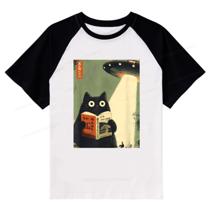 Pagewings Cat Book Lovers Raglan T-shirt