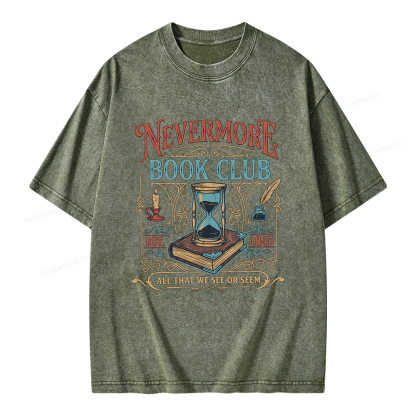 Pagewings Nevermore Book Club Unisex Washed T-shirt
