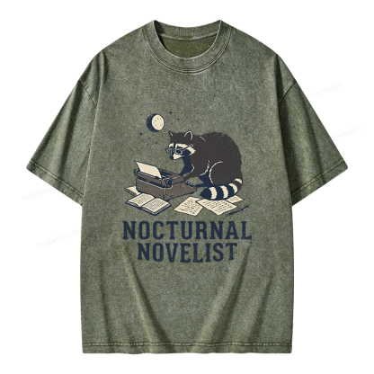 Pagewings Nocturnal Novelist Unisex Washed T-shirt