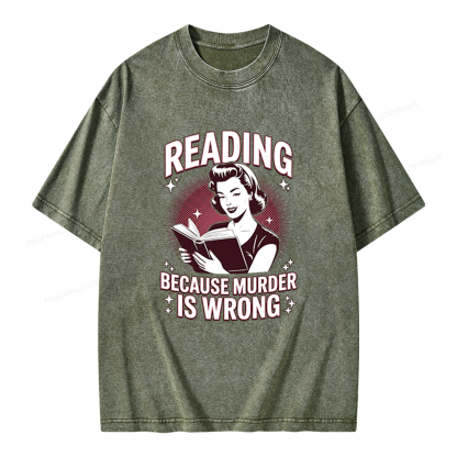 Pagewings Funny Book Lover Unisex Washed T-shirt