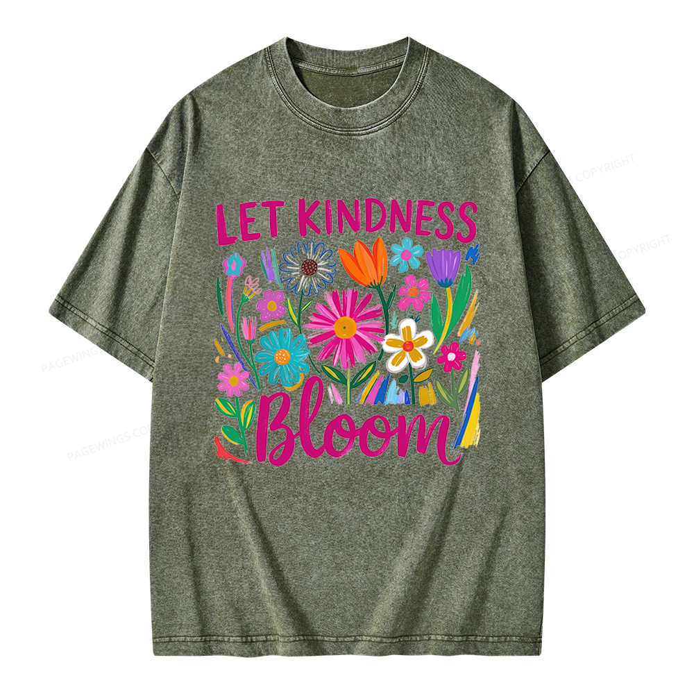Pagewings Let Kindness Bloom Unisex Washed T-shirt