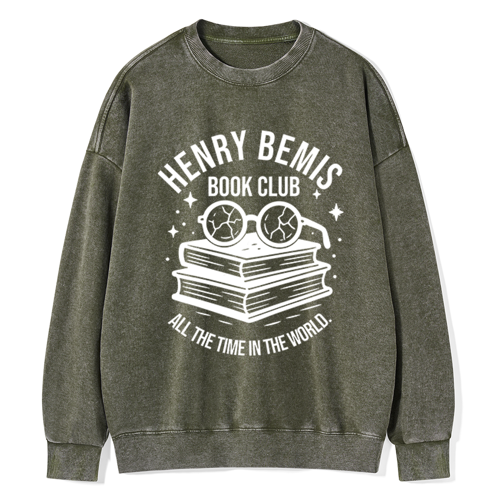 Pagewings Henry Bemis Book Club Unisex Washed Sweatshirt