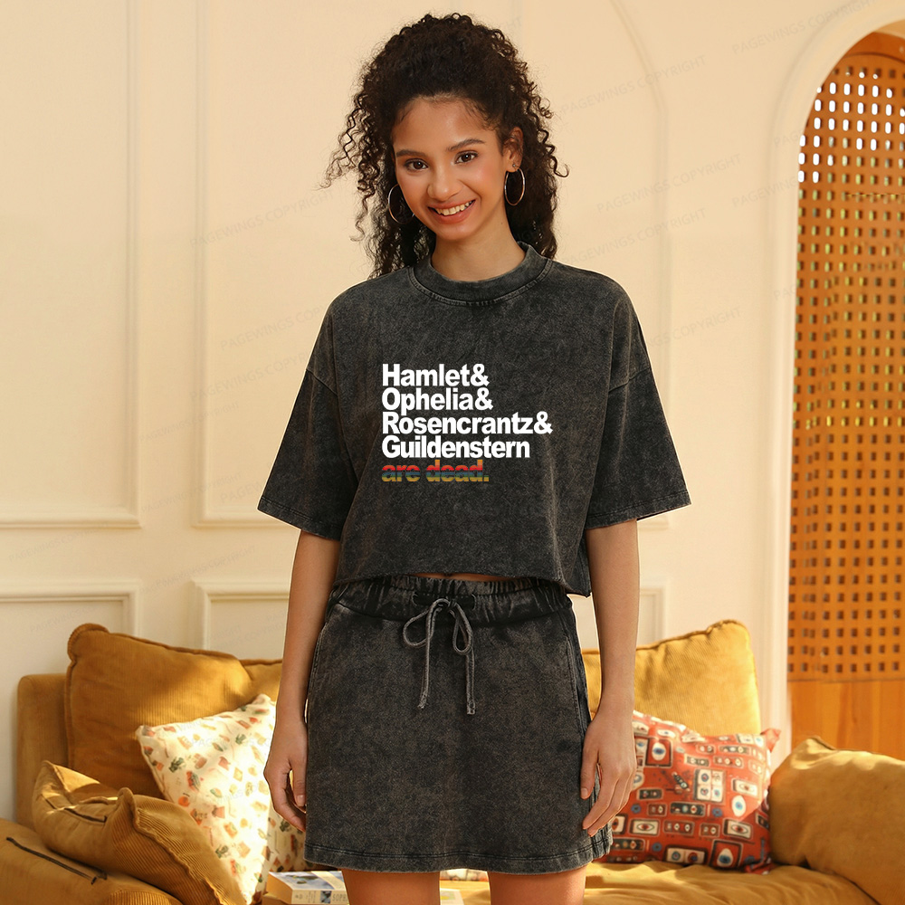 Pagewings Rosencrantz and Guildenstern Women's Washed Cropped T-shirt