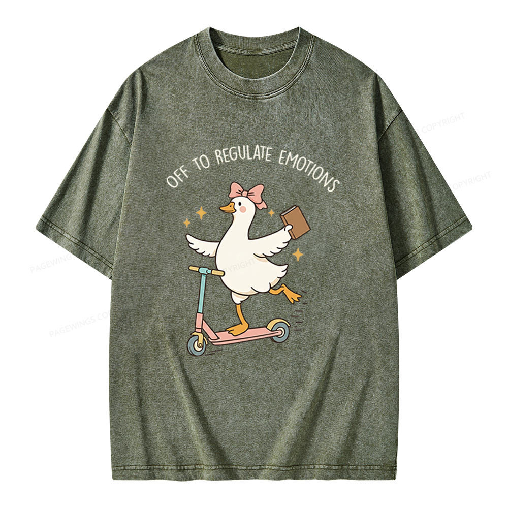Pagewings Off To Regulate Emotions Unisex Washed T-shirt