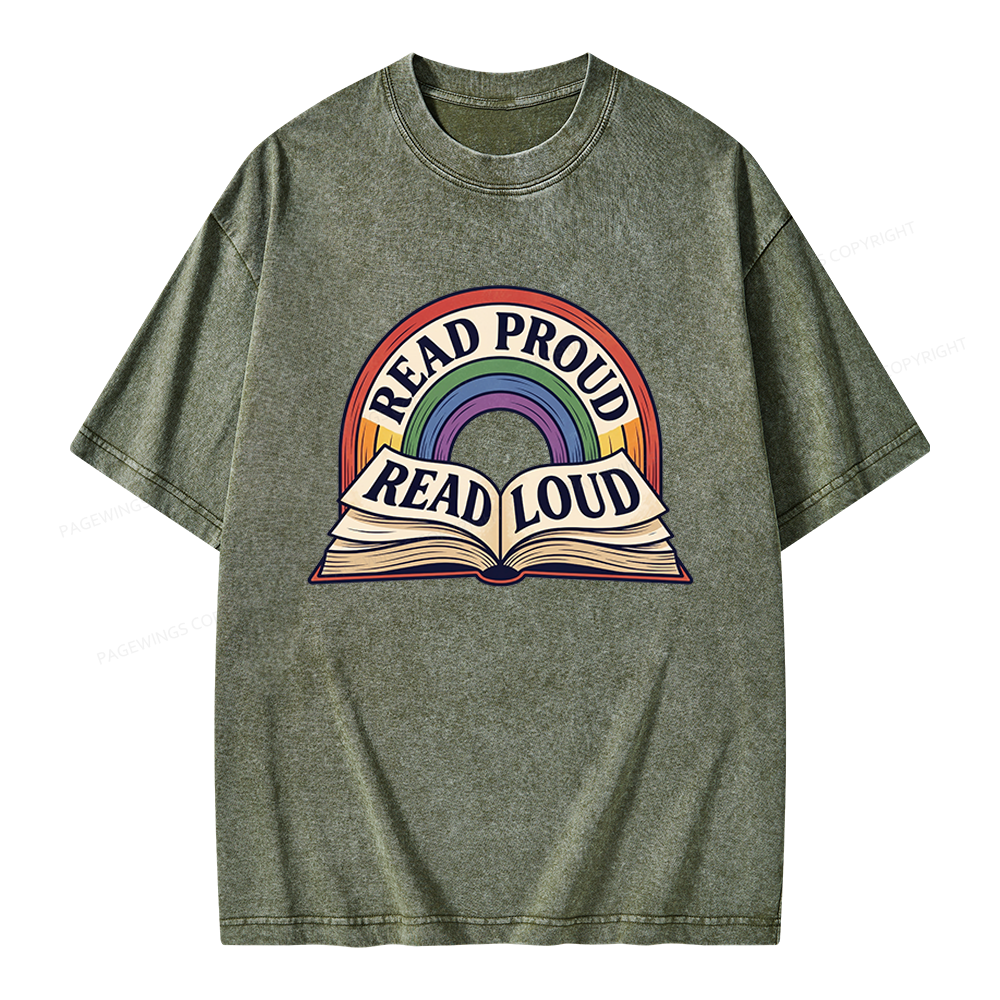 Pagewings Read Proud Read Loud Unisex Washed T-shirt